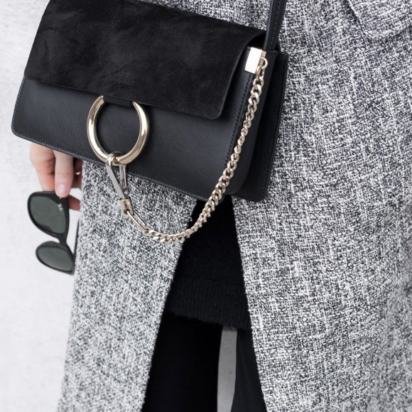 small black suede crossbody bag